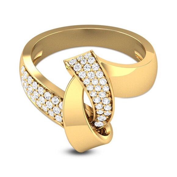 💥 Fashion Twisted Cross Design Zircon Gold Rings for Women, EVGG1245 - Picture 5 of 6